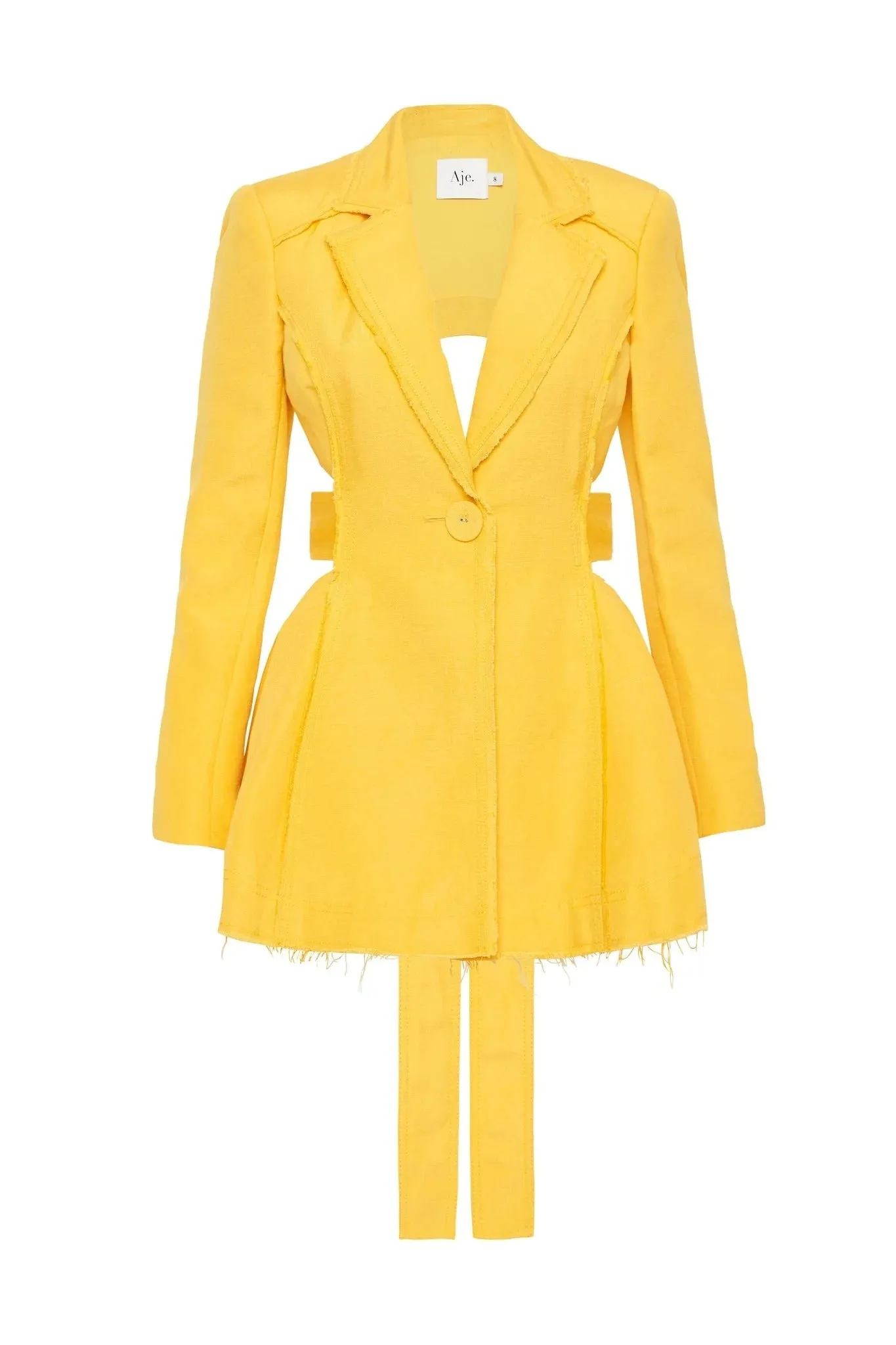 Aje Simone Cut Out Jacket Dress Yellow Size 6 / XS