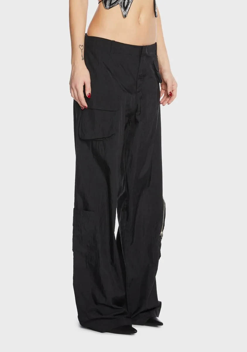 Black Loose Pants With Pockets