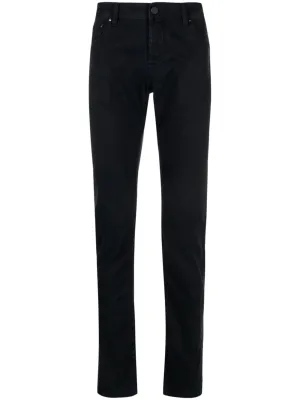 Black Skinny Jeans with Logo Patch