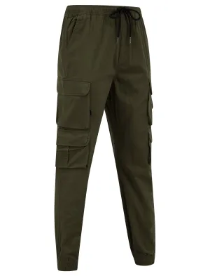 Cathay Cotton Twill Cuffed Multi-Pocket Cargo Jogger Pants in Crocodile - Tokyo Laundry