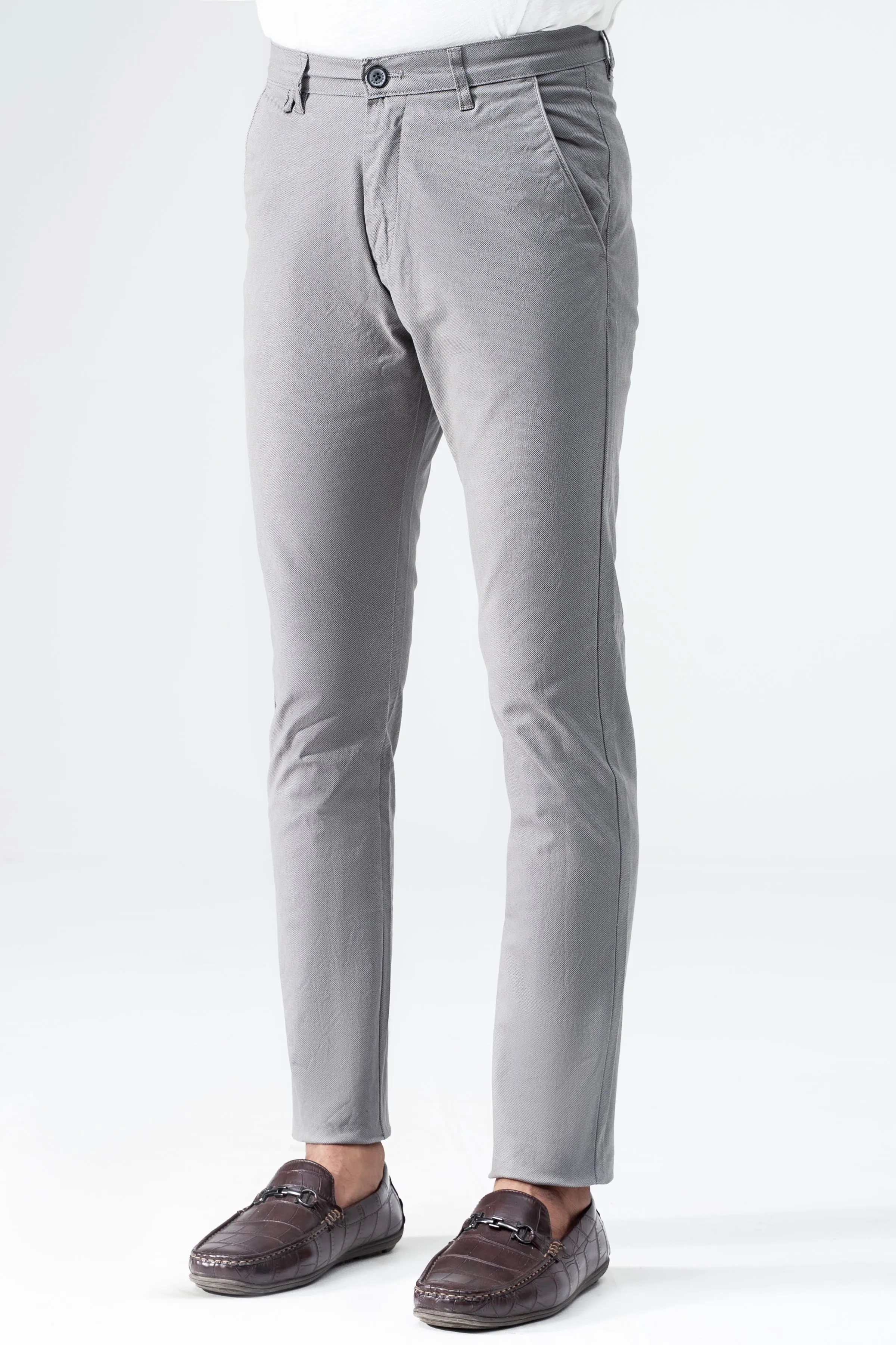 CROSS POCKET PRINTED SLIMFIT PANT LIGHT GREY