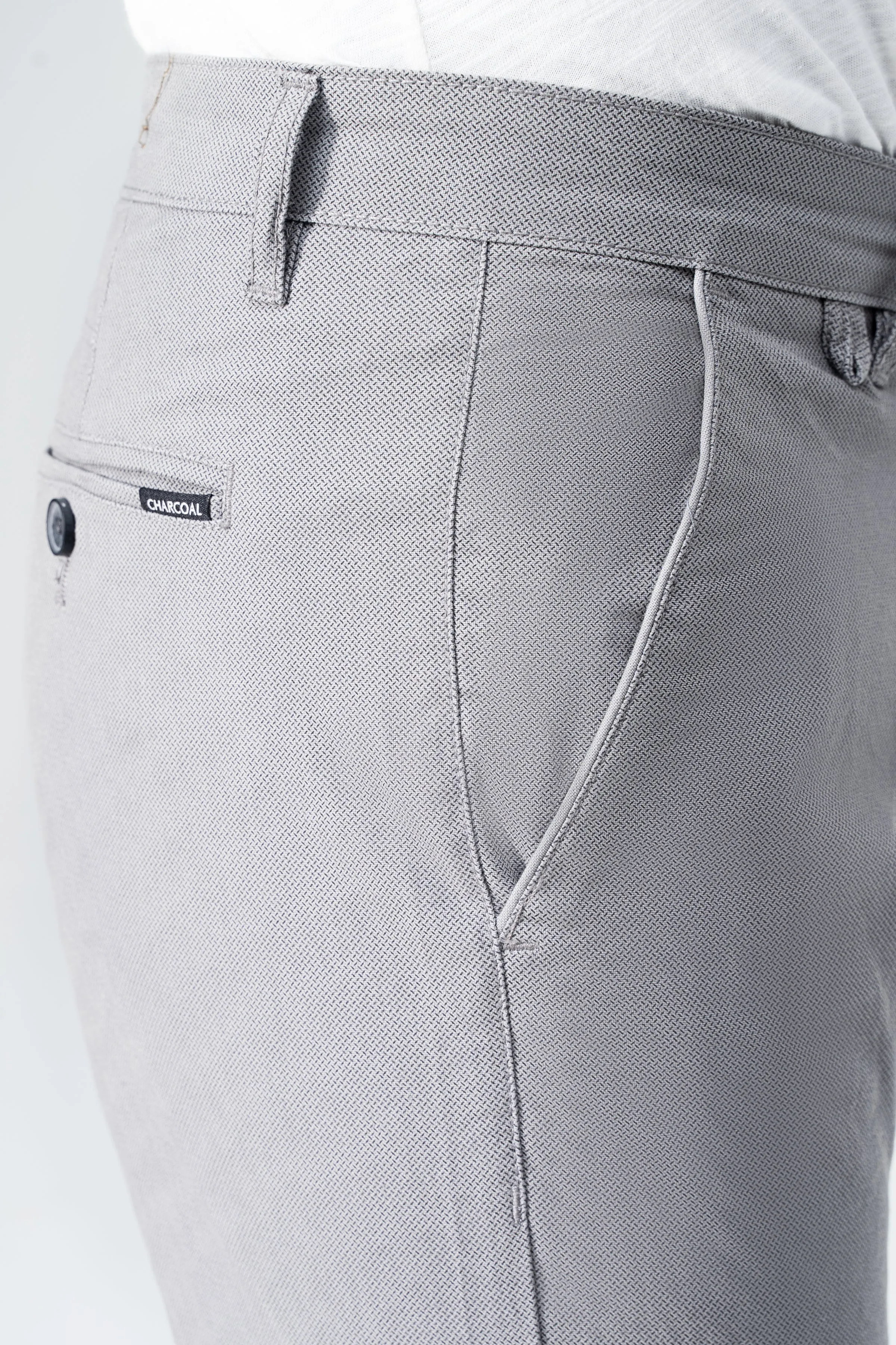 CROSS POCKET PRINTED SLIMFIT PANT LIGHT GREY