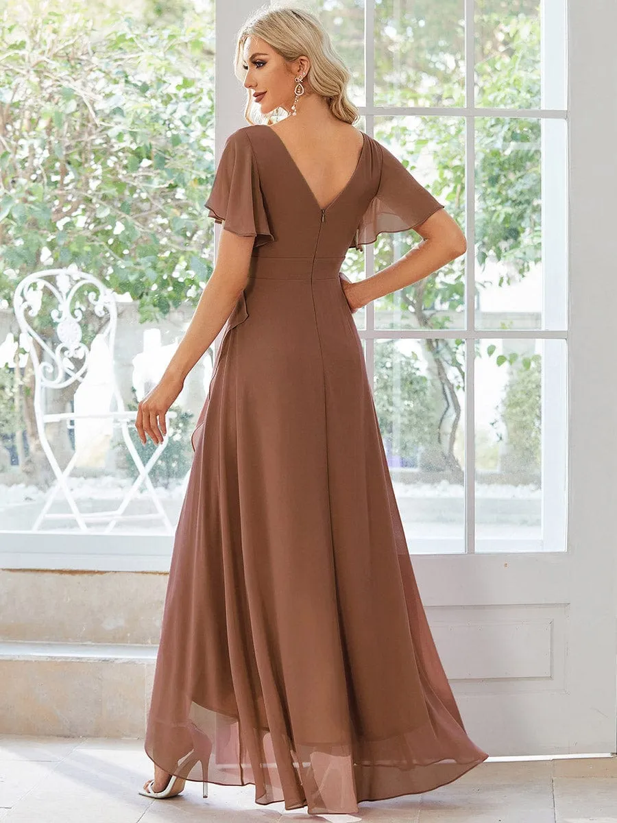 Custom Size Flowy Chiffon Ruffled Bridesmaid Dress