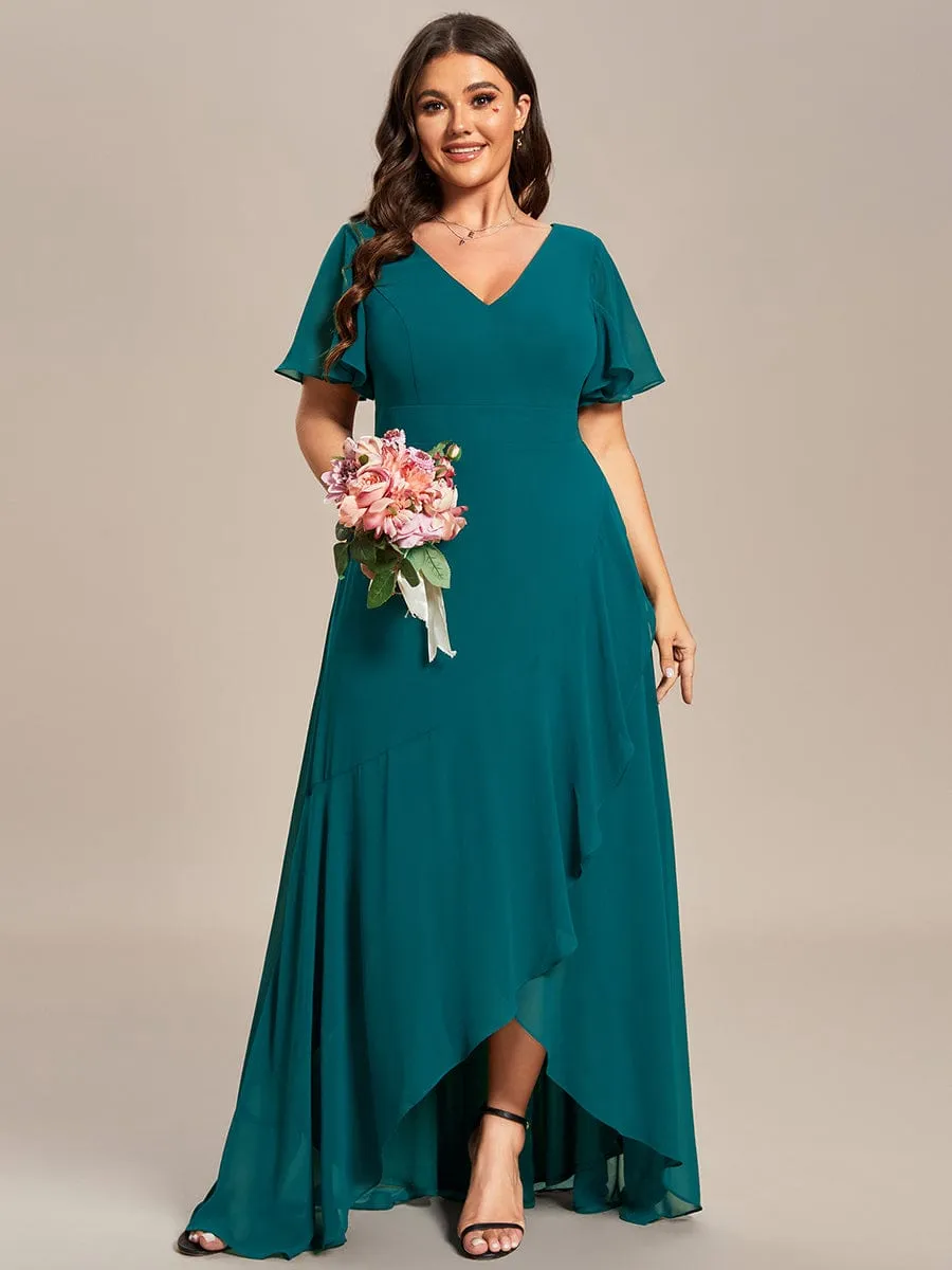 Custom Size Flowy Chiffon Ruffled Bridesmaid Dress