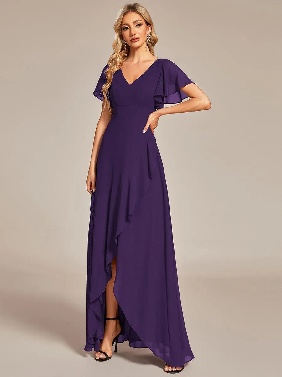 Custom Size Flowy Chiffon Ruffled Bridesmaid Dress