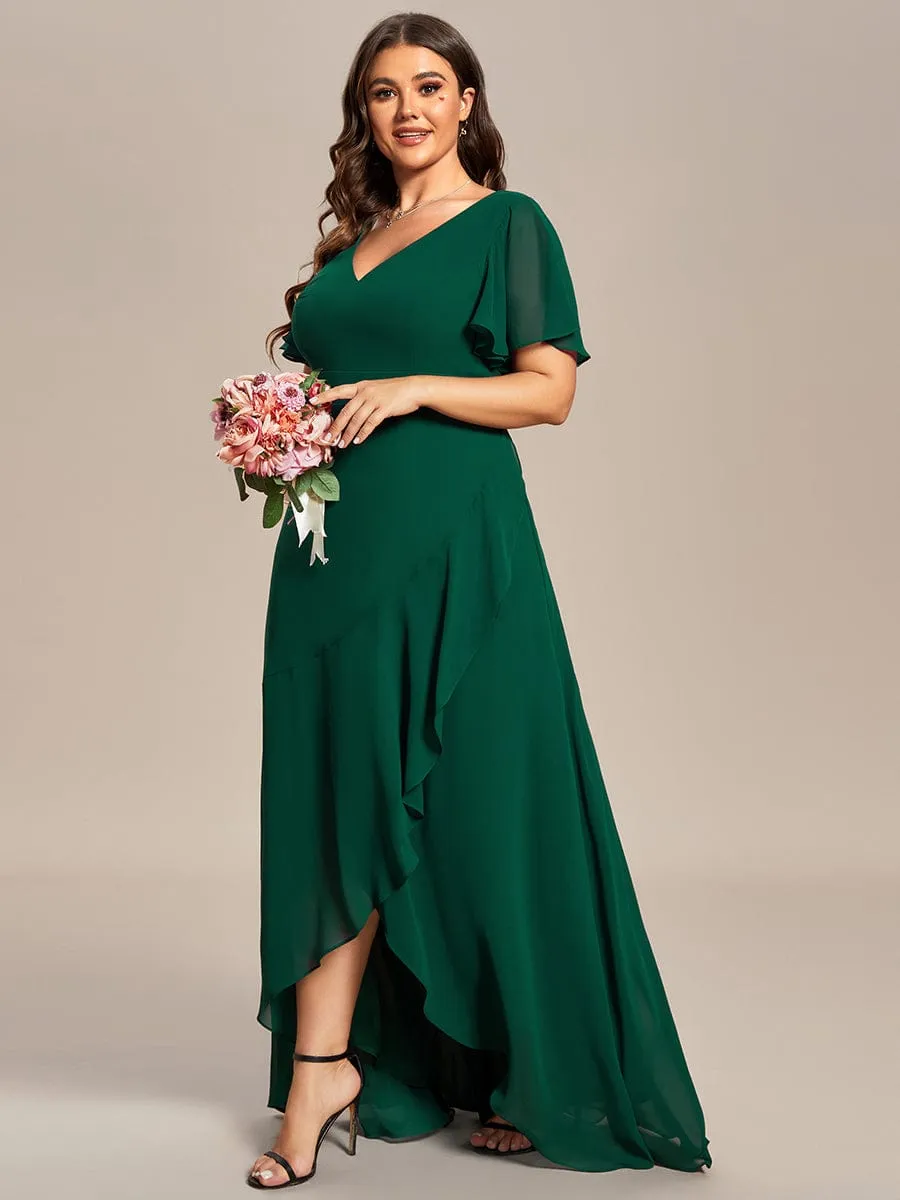 Custom Size Flowy Chiffon Ruffled Bridesmaid Dress