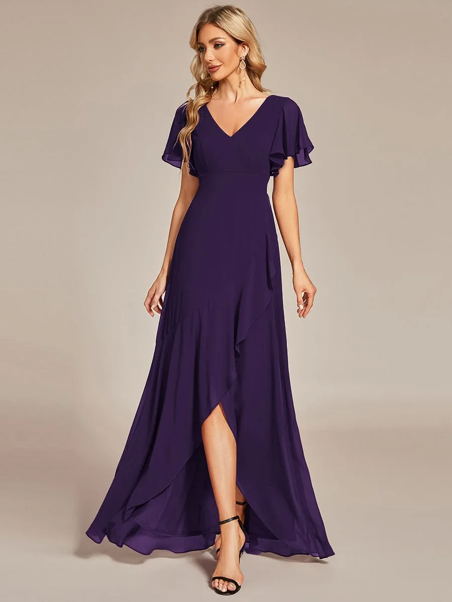 Custom Size Flowy Chiffon Ruffled Bridesmaid Dress