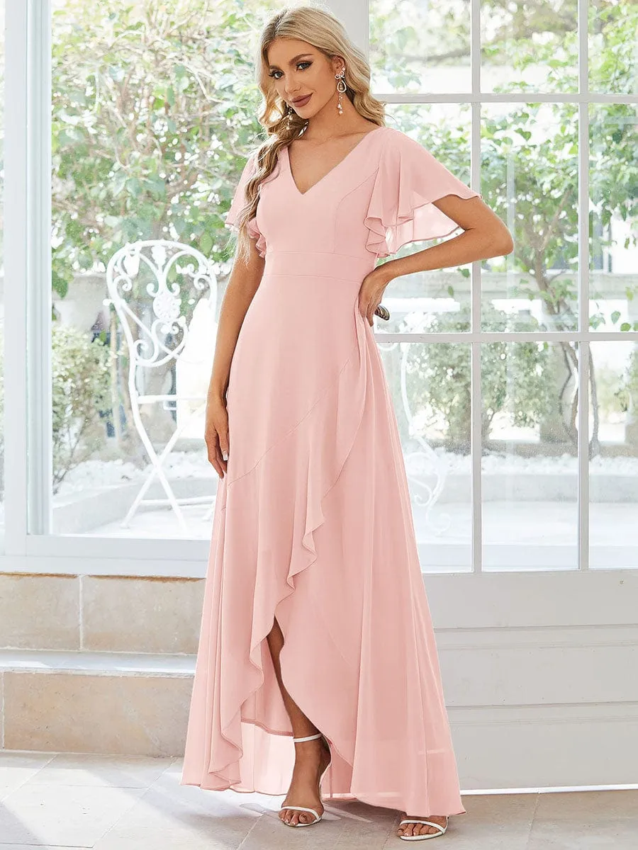 Custom Size Flowy Chiffon Ruffled Bridesmaid Dress