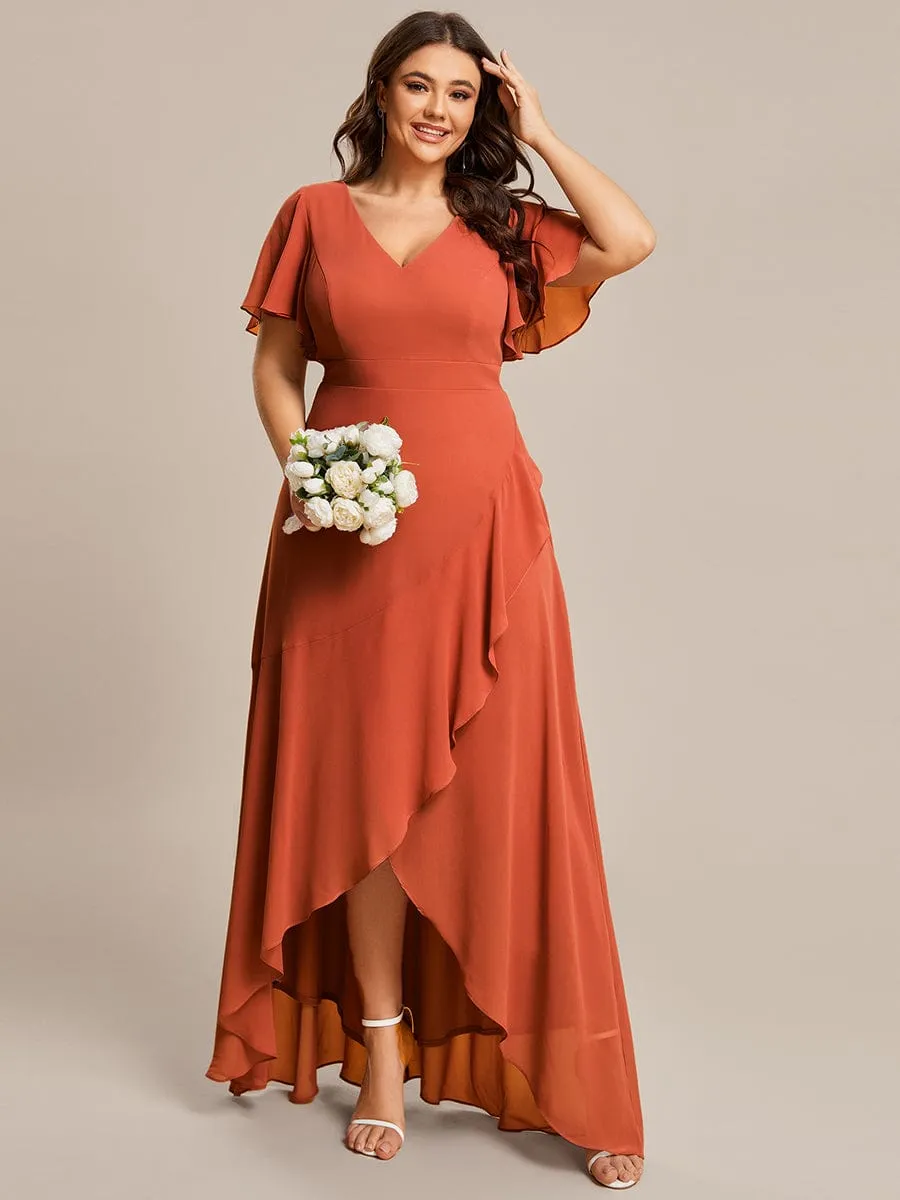 Custom Size Flowy Chiffon Ruffled Bridesmaid Dress