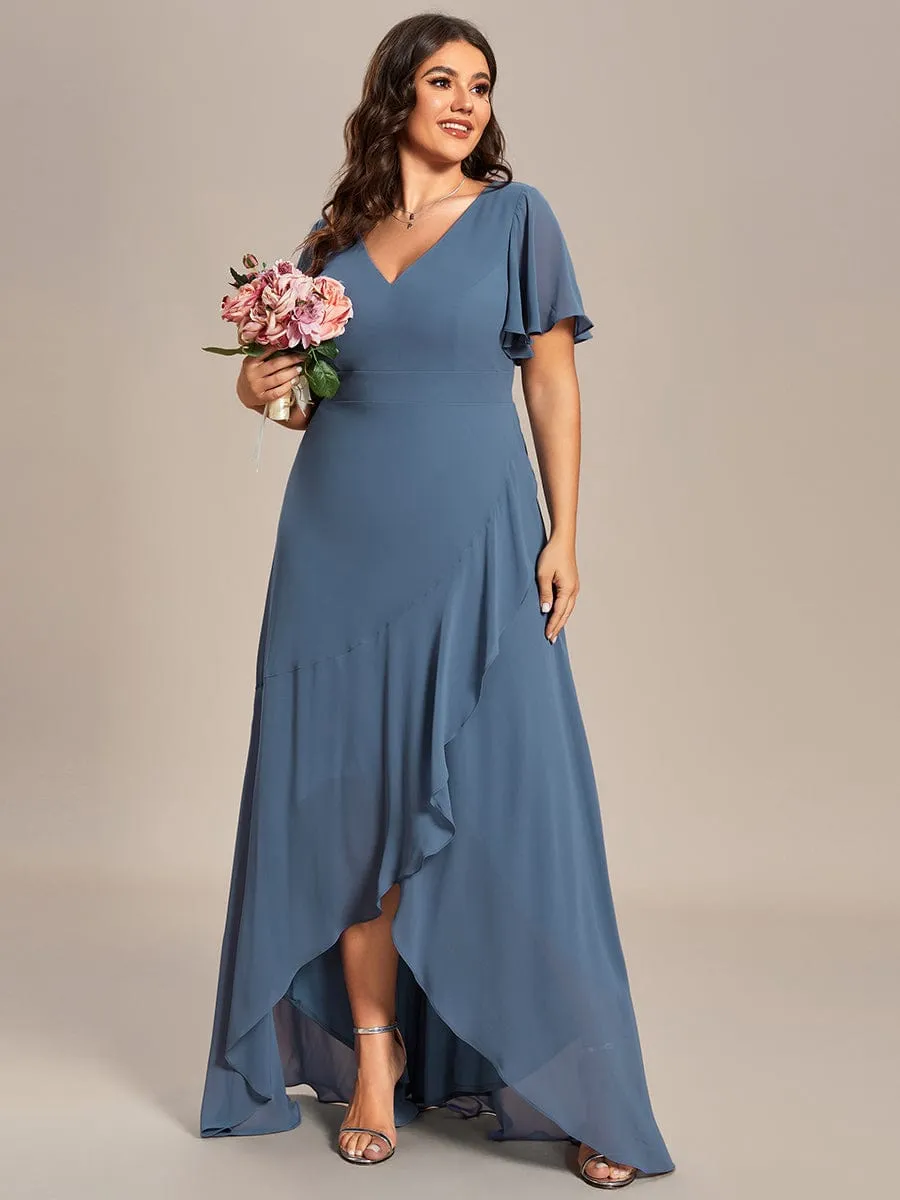 Custom Size Flowy Chiffon Ruffled Bridesmaid Dress