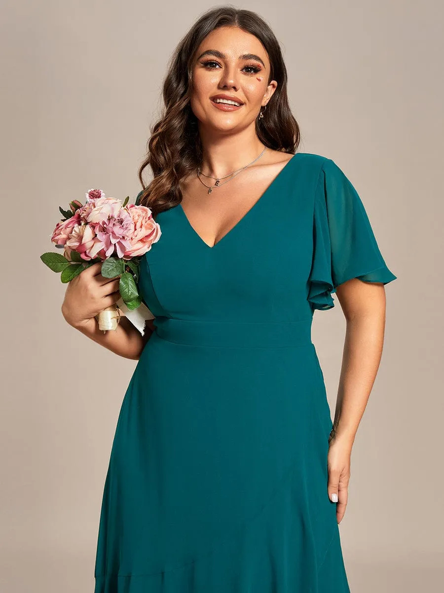 Custom Size Flowy Chiffon Ruffled Bridesmaid Dress