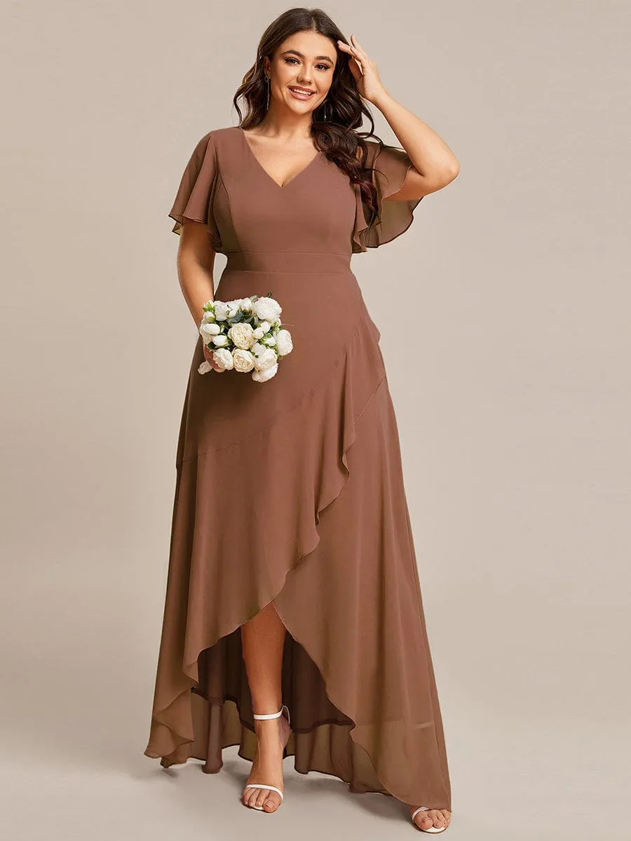 Custom Size Flowy Chiffon Ruffled Bridesmaid Dress