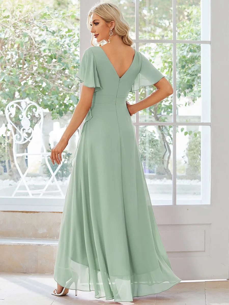 Custom Size Flowy Chiffon Ruffled Bridesmaid Dress