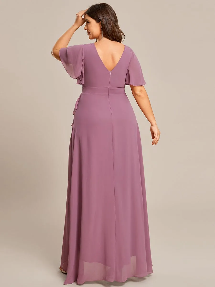 Custom Size Flowy Chiffon Ruffled Bridesmaid Dress