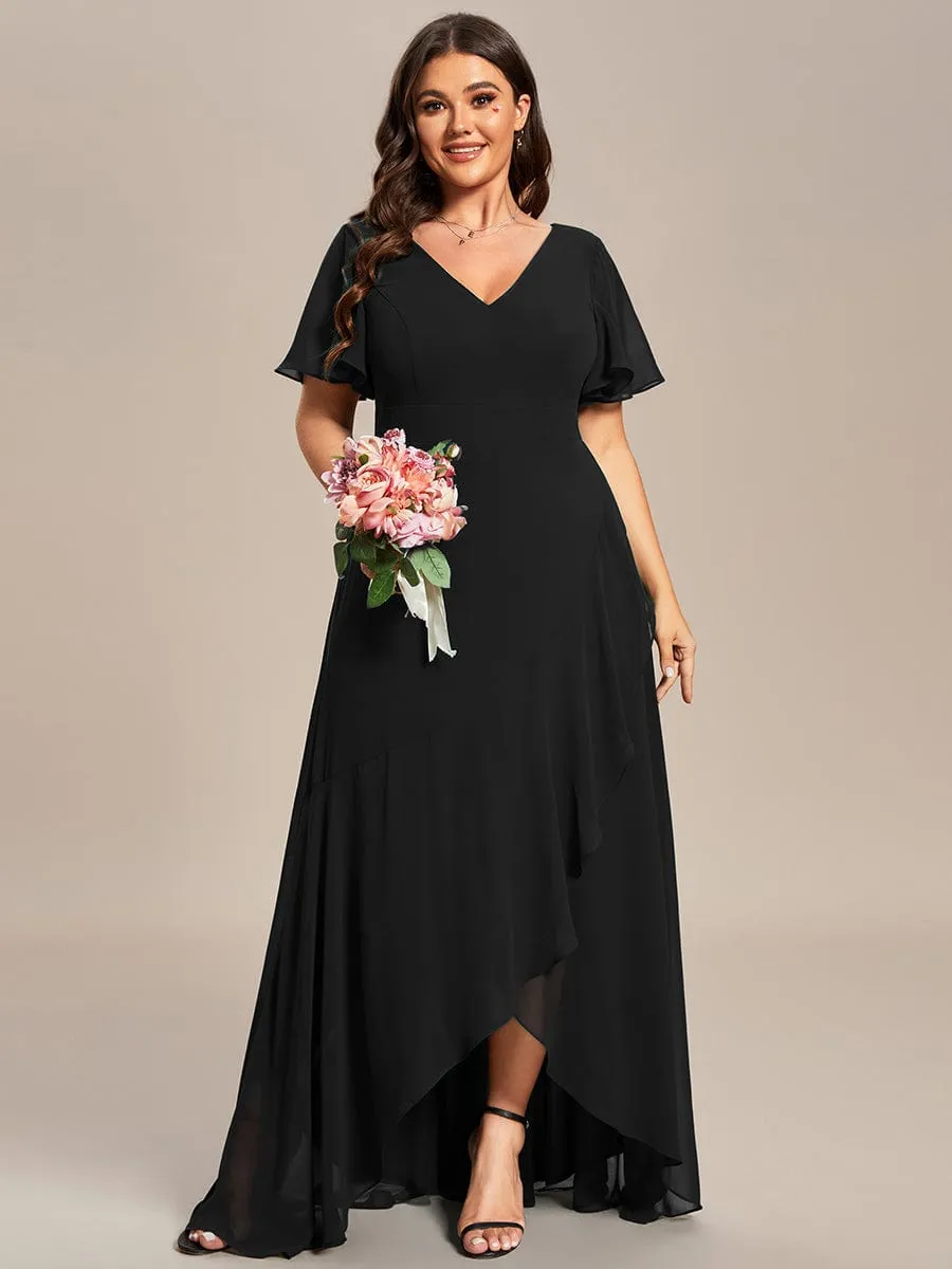 Custom Size Flowy Chiffon Ruffled Bridesmaid Dress