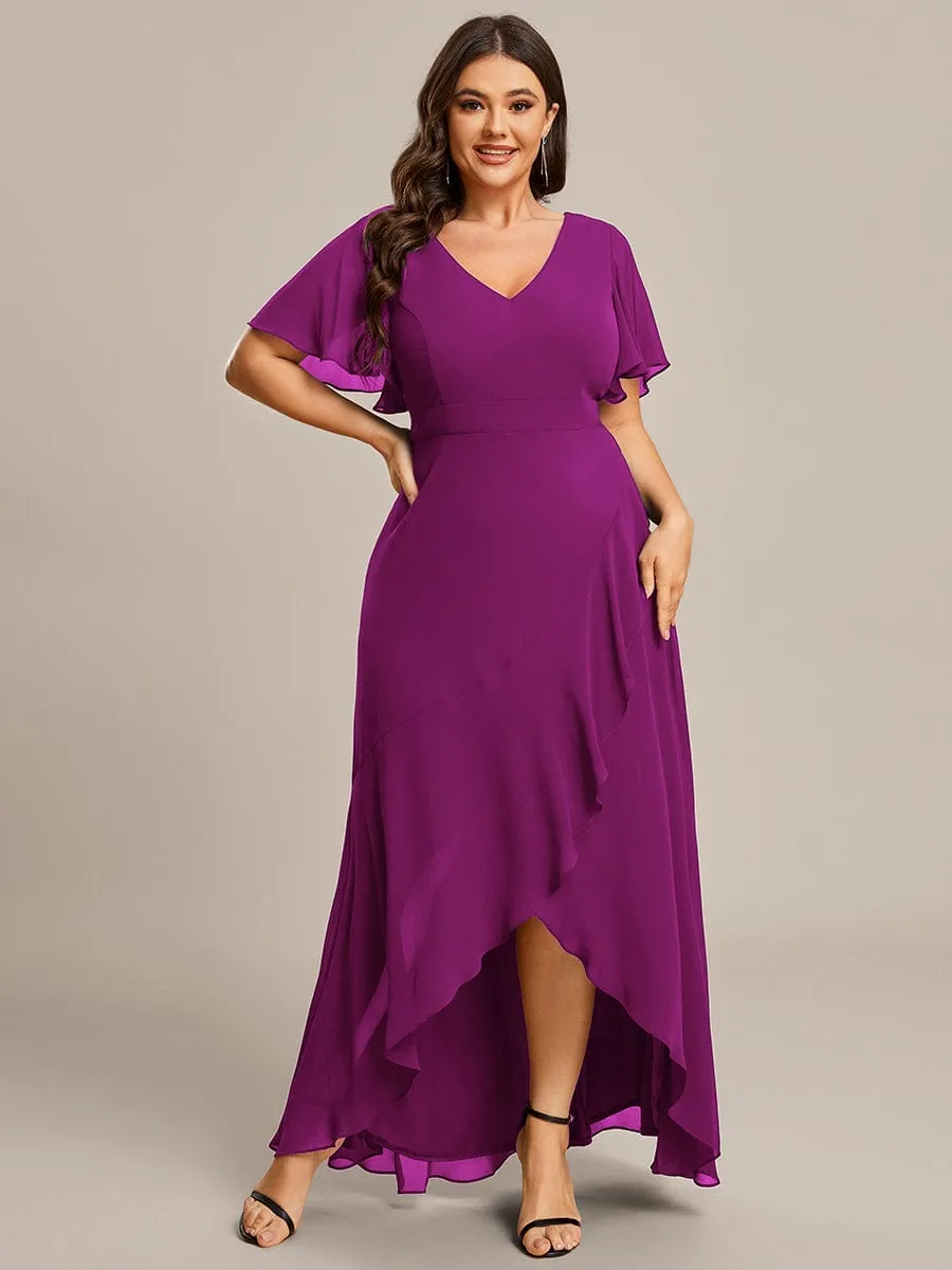 Custom Size Flowy Chiffon Ruffled Bridesmaid Dress