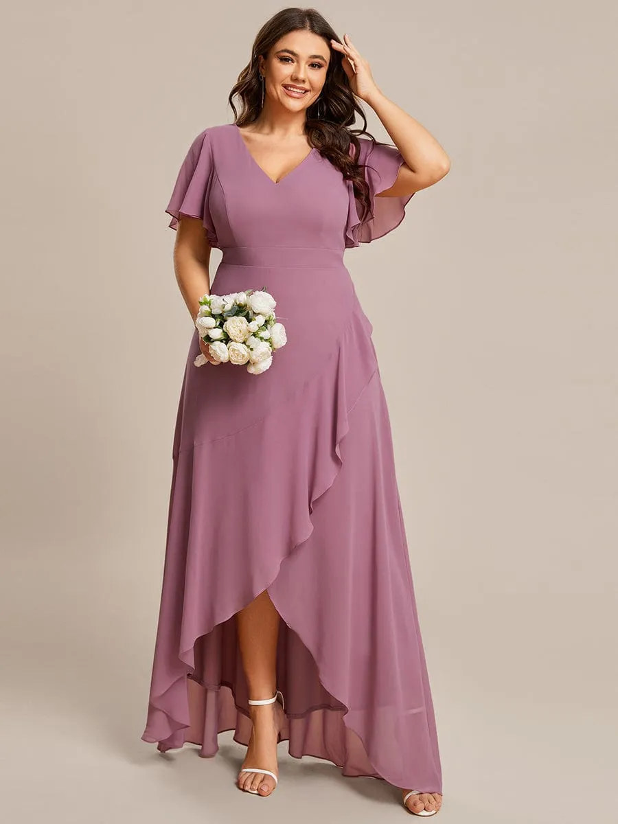 Custom Size Flowy Chiffon Ruffled Bridesmaid Dress