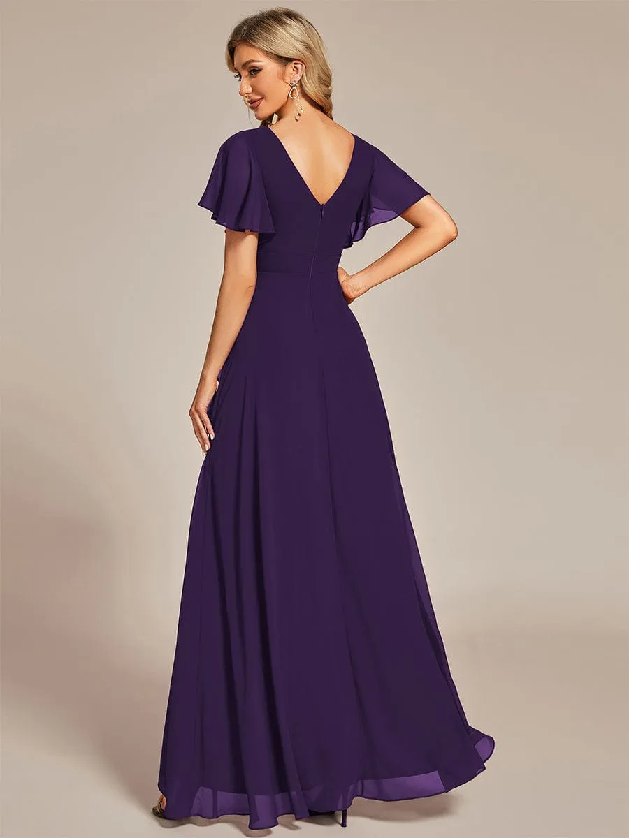 Custom Size Flowy Chiffon Ruffled Bridesmaid Dress