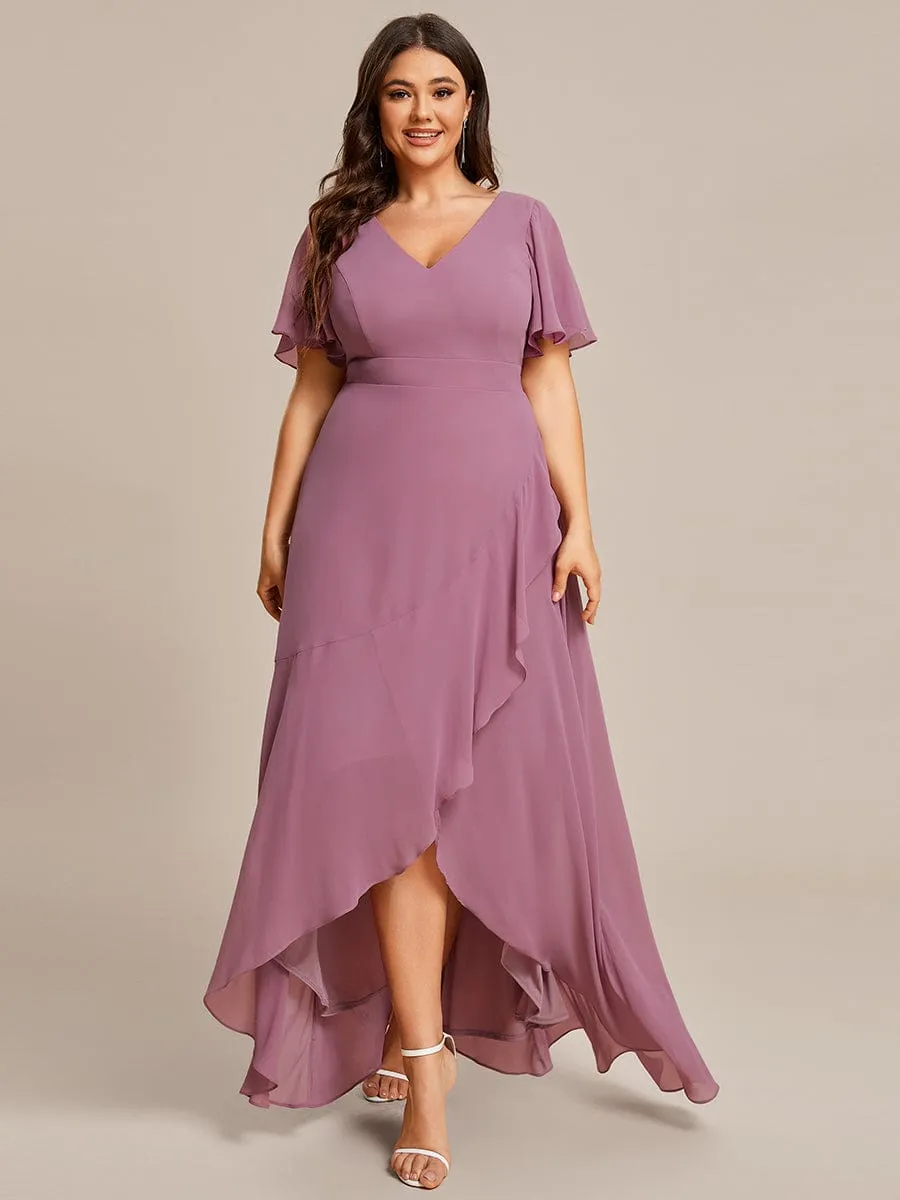 Custom Size Flowy Chiffon Ruffled Bridesmaid Dress