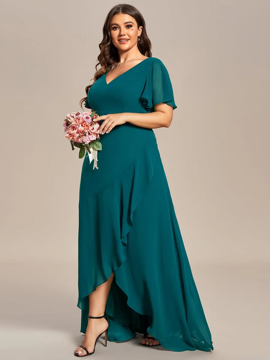 Custom Size Flowy Chiffon Ruffled Bridesmaid Dress