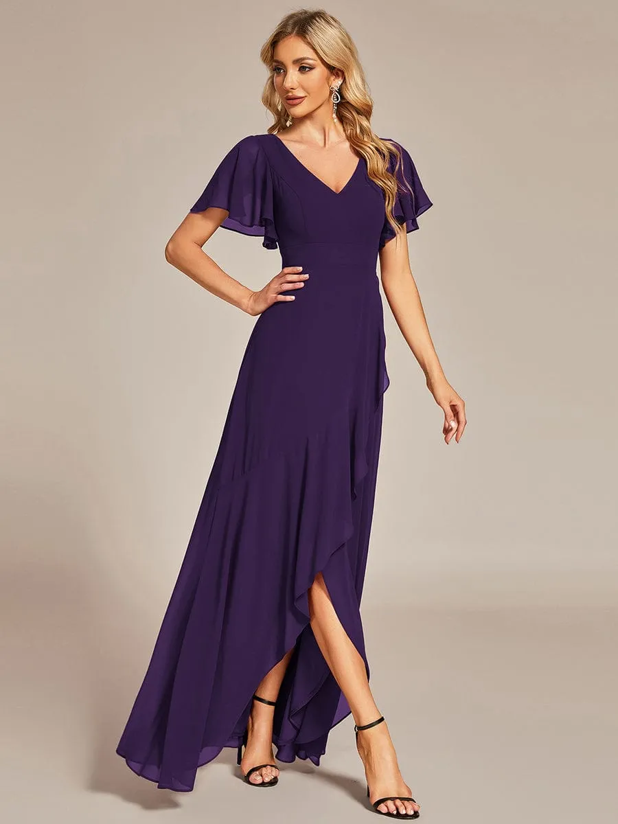 Custom Size Flowy Chiffon Ruffled Bridesmaid Dress