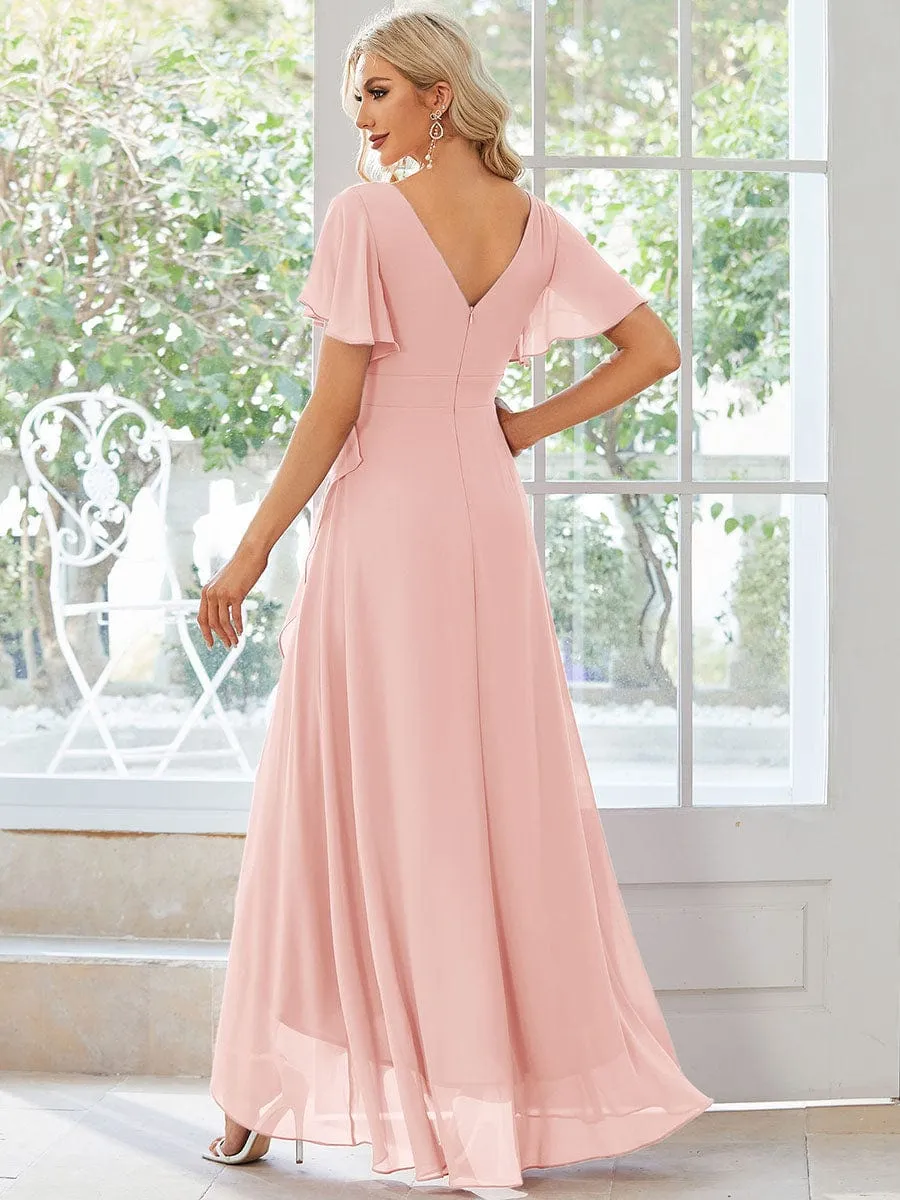 Custom Size Flowy Chiffon Ruffled Bridesmaid Dress