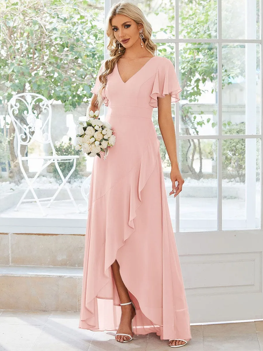 Custom Size Flowy Chiffon Ruffled Bridesmaid Dress