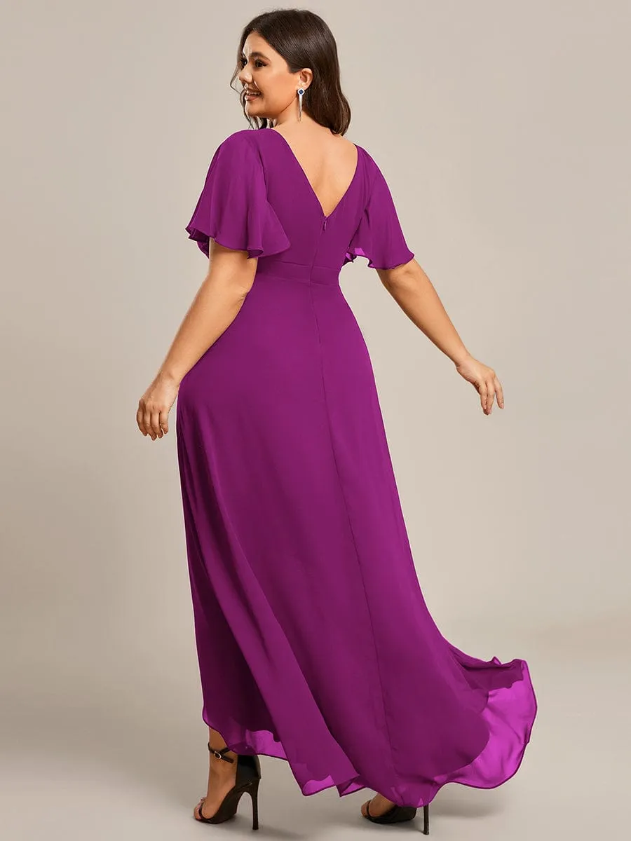 Custom Size Flowy Chiffon Ruffled Bridesmaid Dress