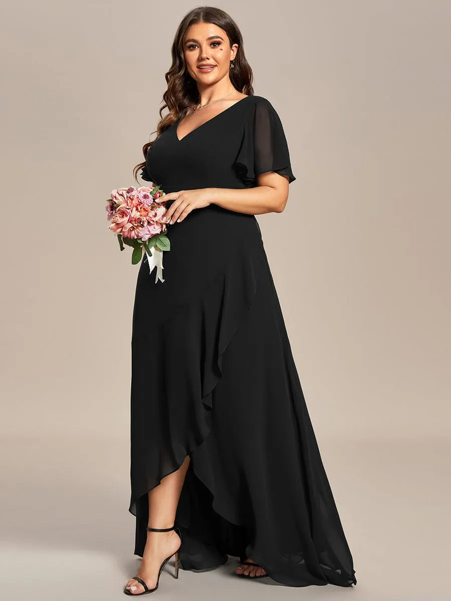 Custom Size Flowy Chiffon Ruffled Bridesmaid Dress