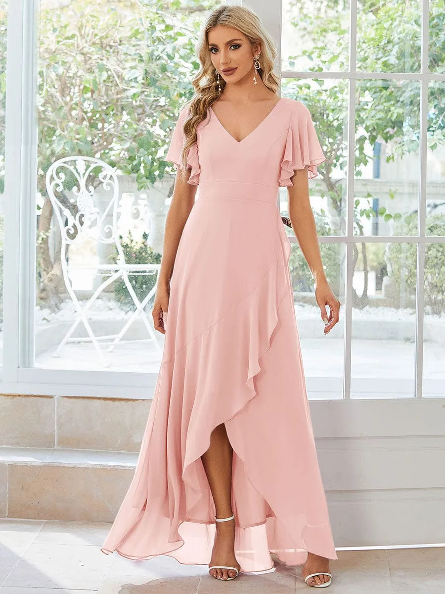 Custom Size Flowy Chiffon Ruffled Bridesmaid Dress