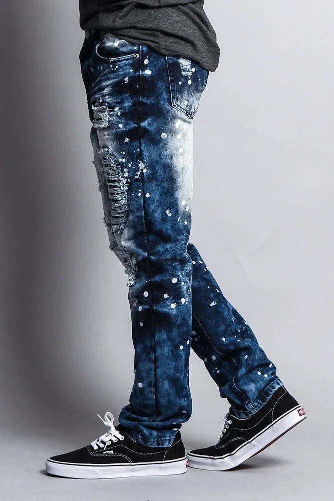 Distressed Paint Splattered Slim Jeans