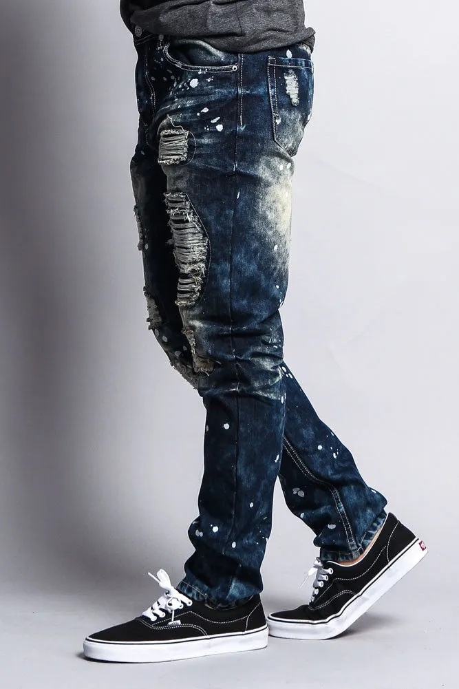 Distressed Paint Splattered Slim Jeans