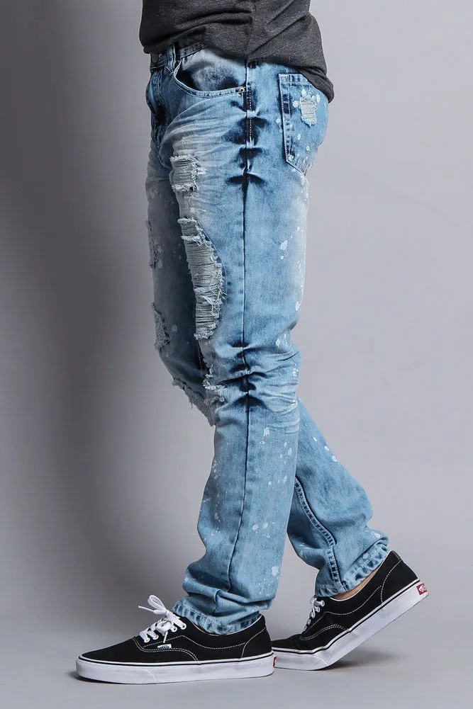 Distressed Paint Splattered Slim Jeans