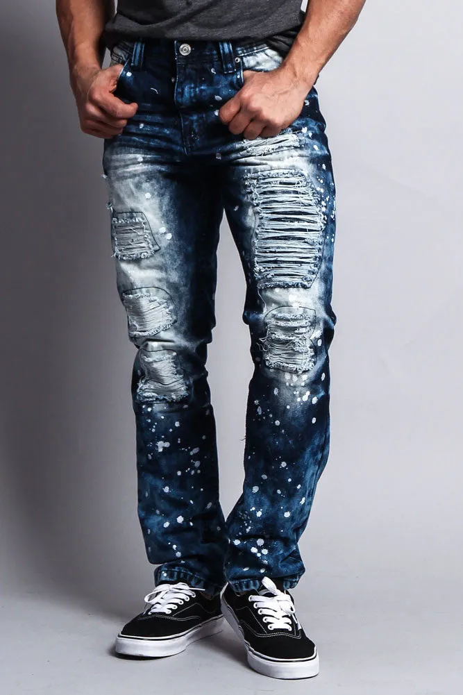 Distressed Paint Splattered Slim Jeans