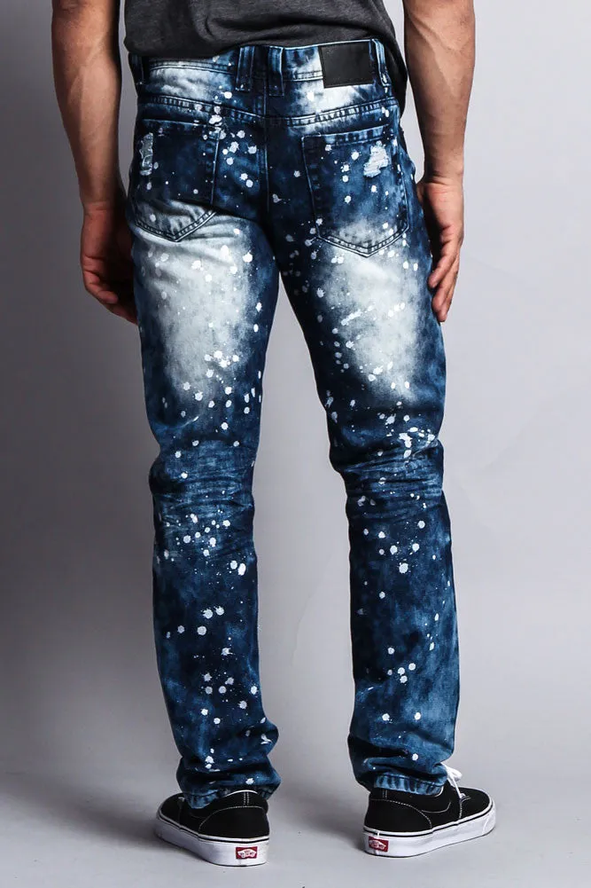 Distressed Paint Splattered Slim Jeans