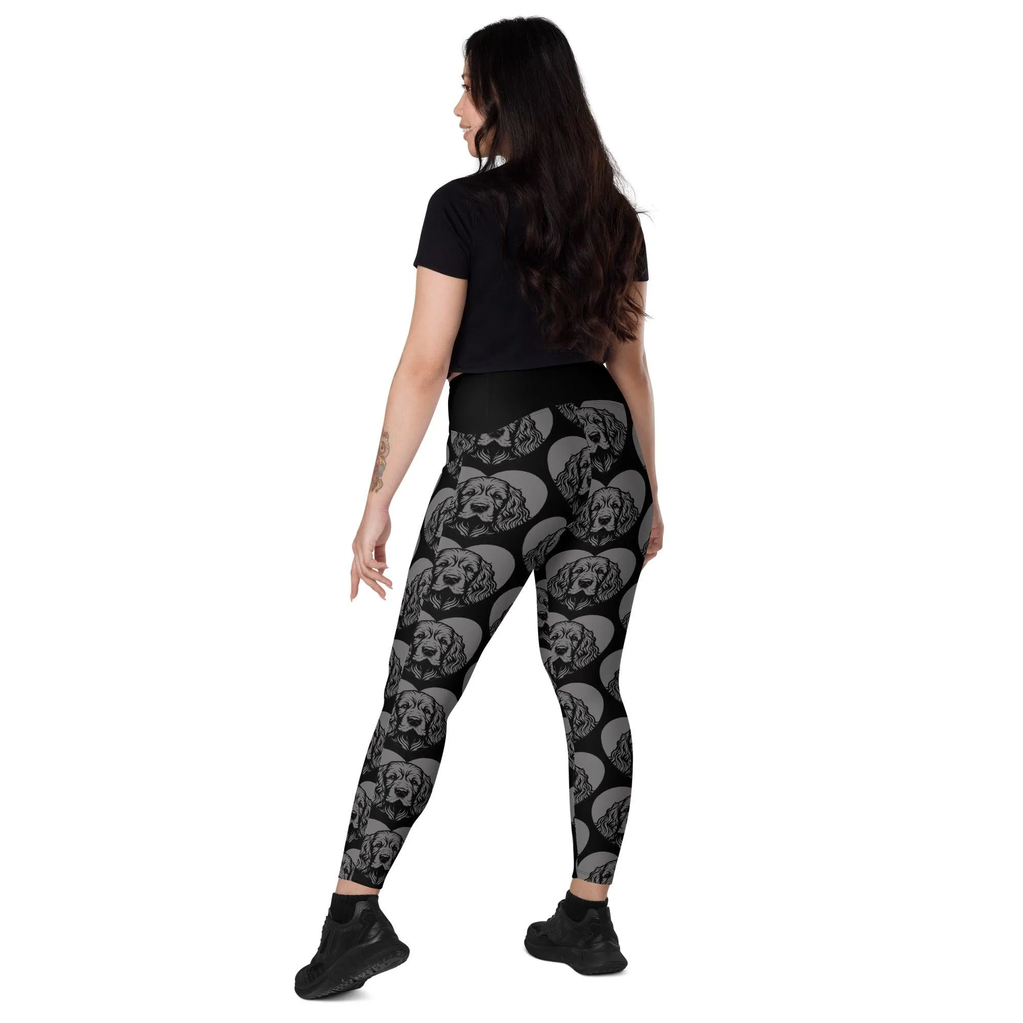 DOG BREED LEGGINGS with pockets - CLUMBER SPANIEL - HERTTAHOUND - grey