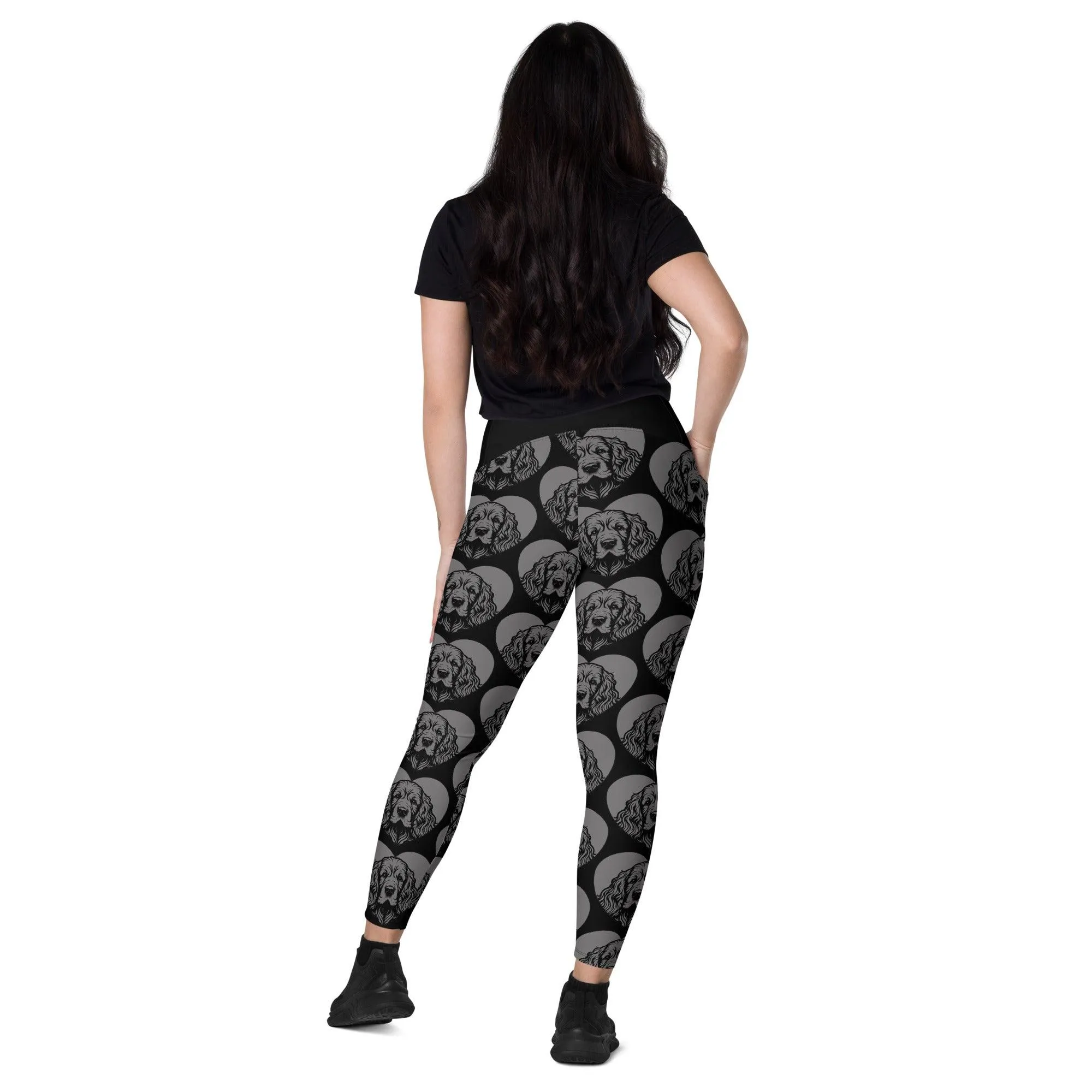 DOG BREED LEGGINGS with pockets - CLUMBER SPANIEL - HERTTAHOUND - grey