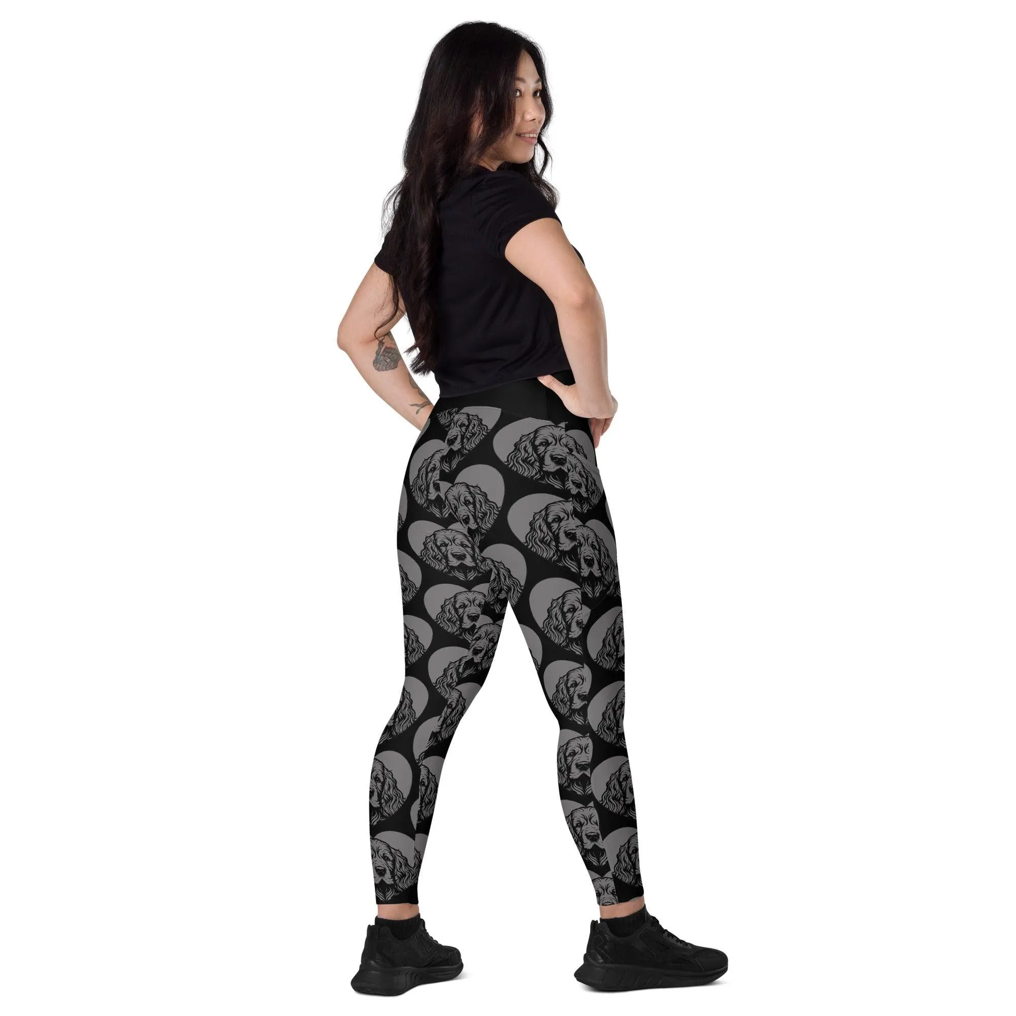 DOG BREED LEGGINGS with pockets - CLUMBER SPANIEL - HERTTAHOUND - grey