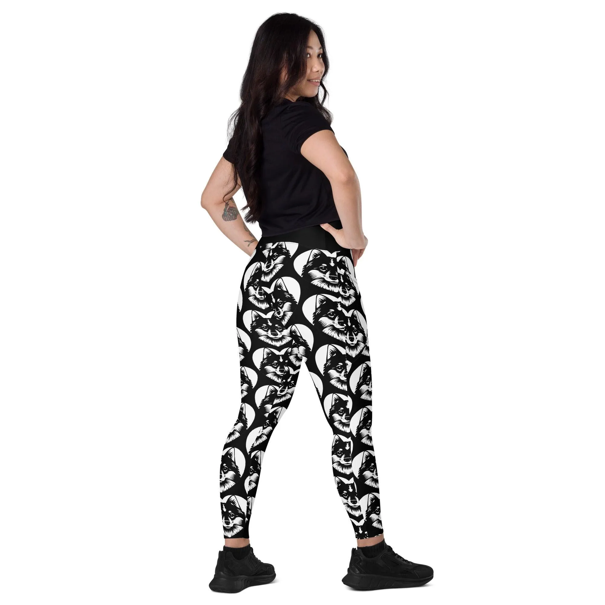 DOG BREED LEGGINGS with pockets - FINNISH SPITZ - HERTTAHOUND