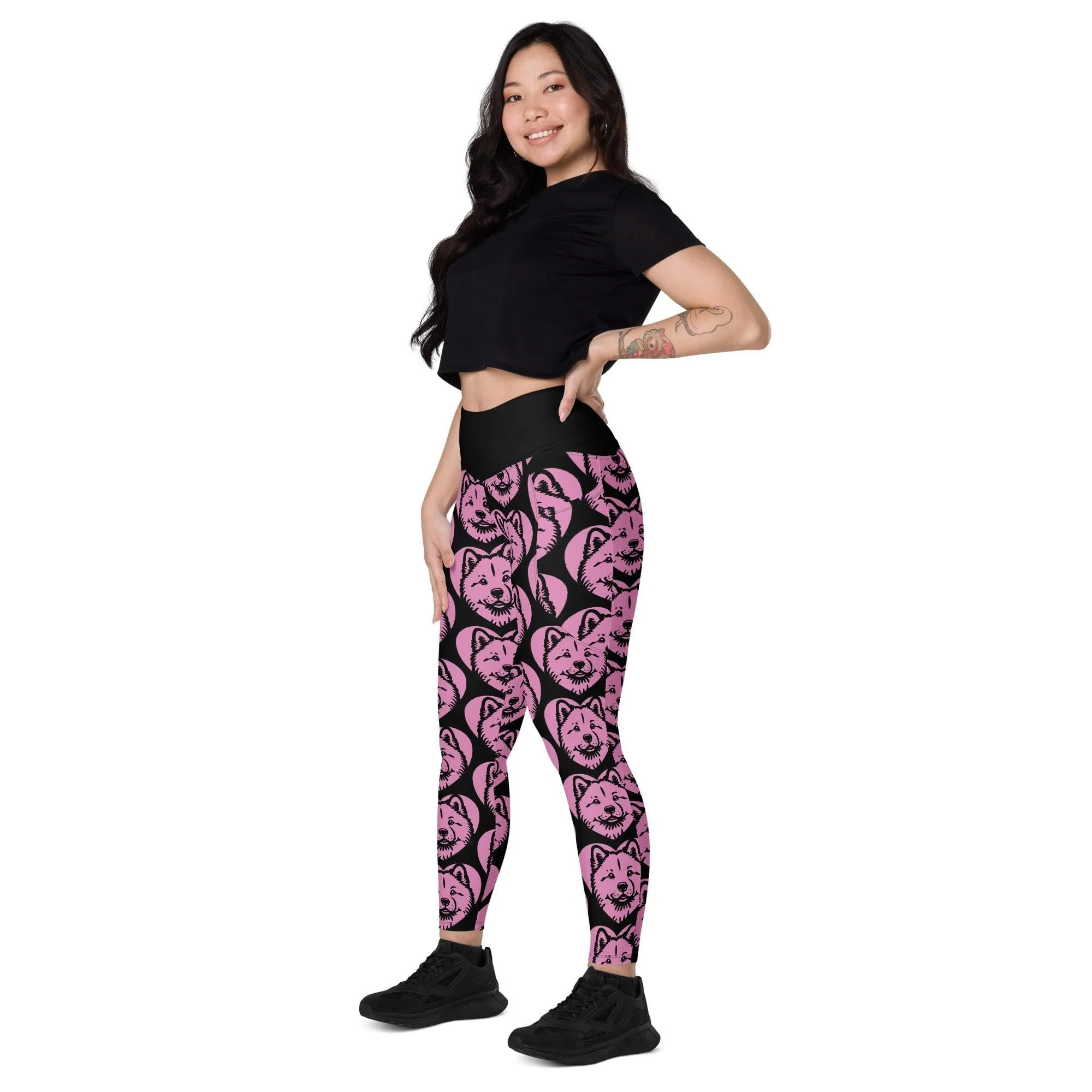 DOG BREED LEGGINGS with pockets - HOKKAIDO - HERTTAHOUND - pink