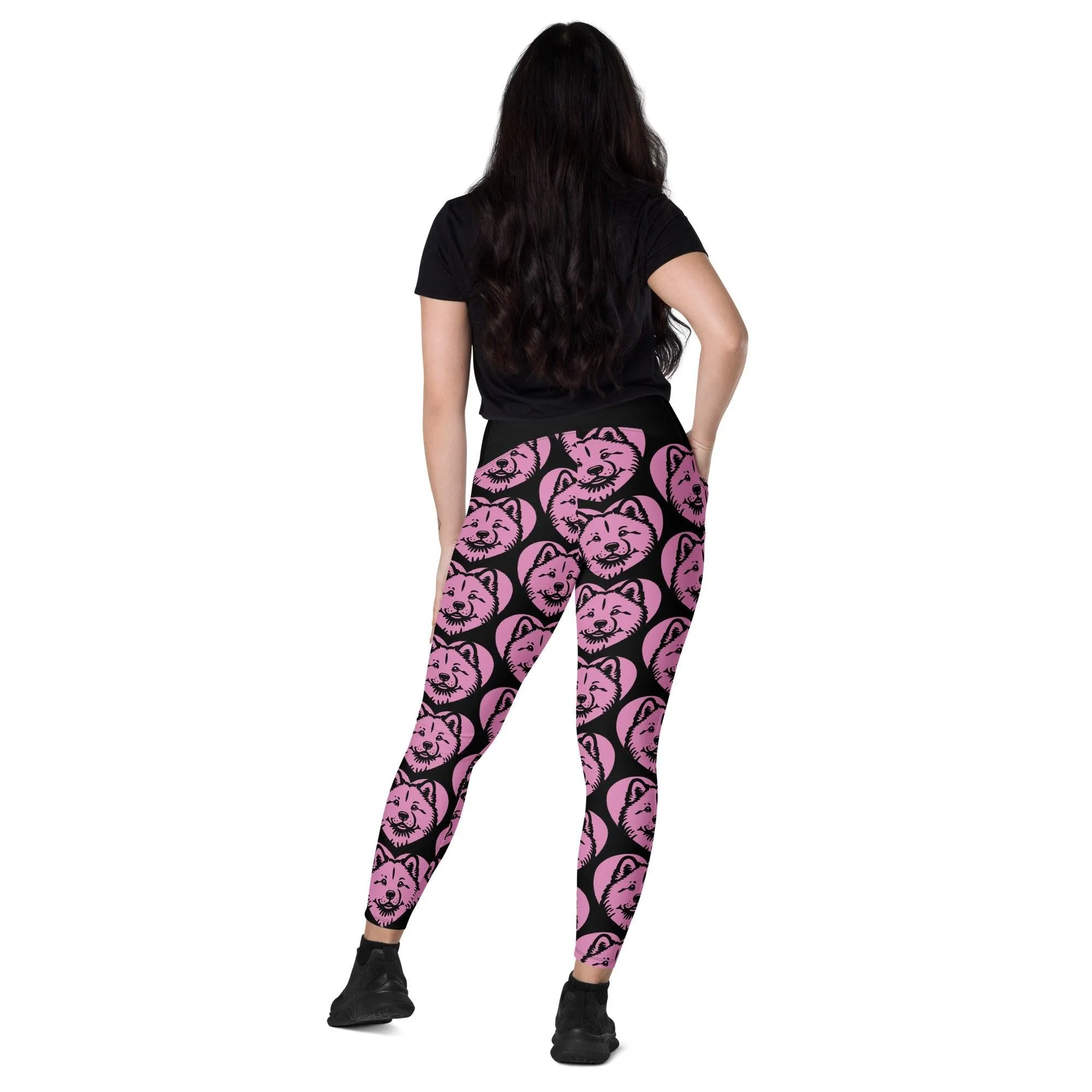 DOG BREED LEGGINGS with pockets - HOKKAIDO - HERTTAHOUND - pink