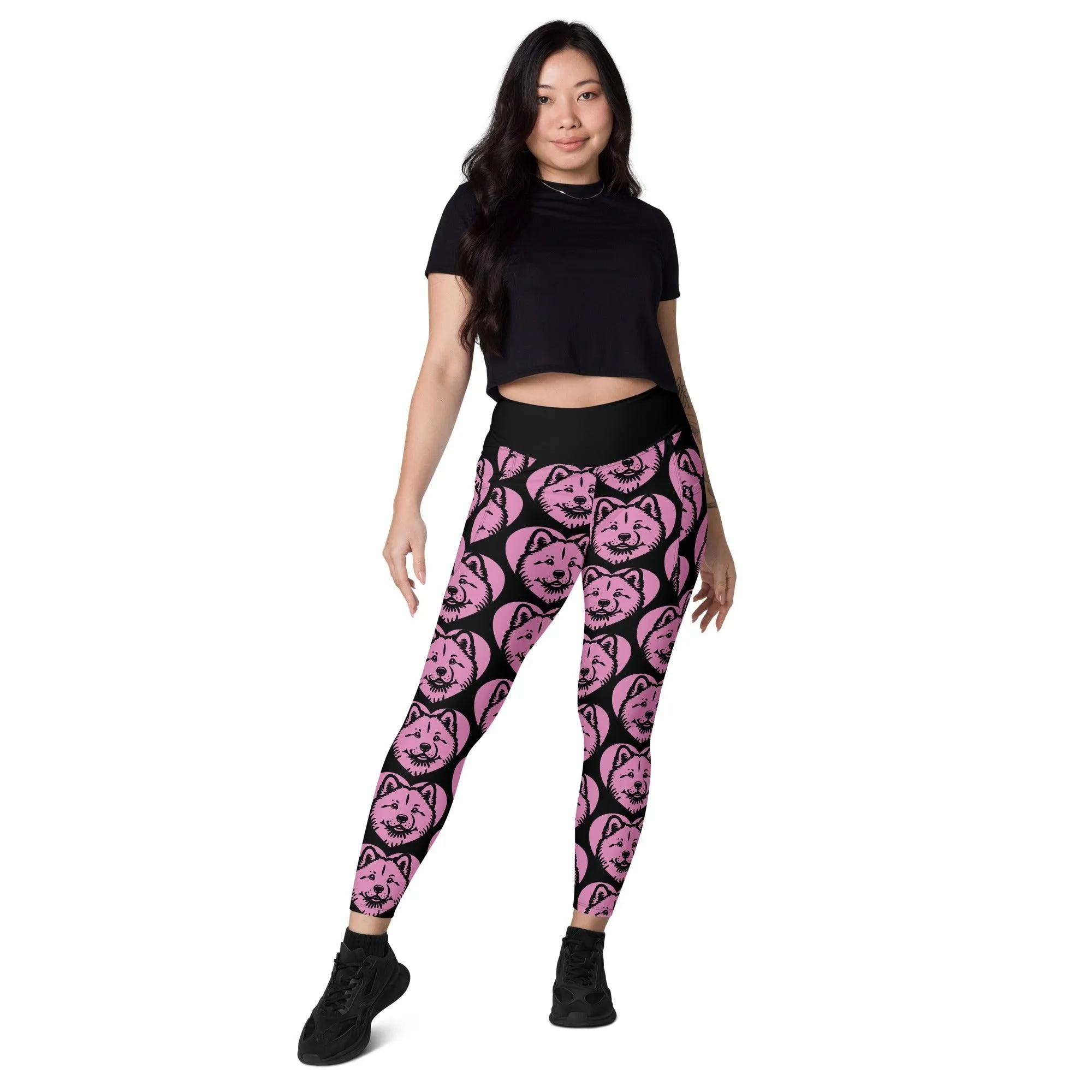 DOG BREED LEGGINGS with pockets - HOKKAIDO - HERTTAHOUND - pink