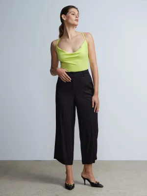 Double Button Twill Wide Leg Pant