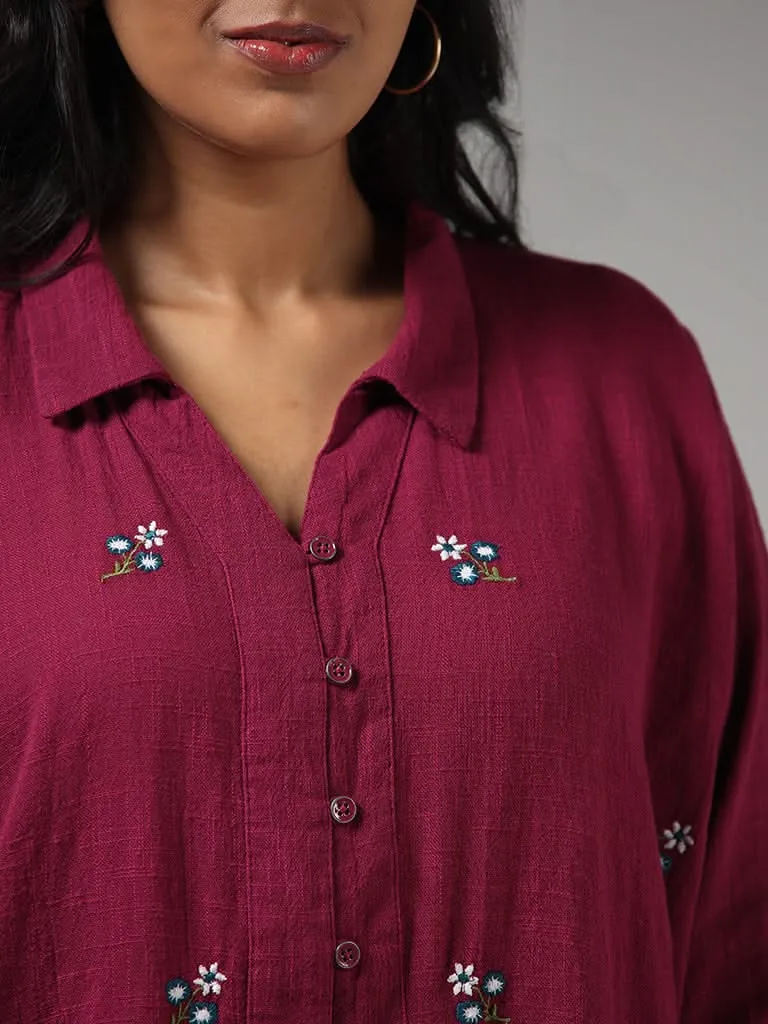 Gia Magenta Floral Embroidered Shirt