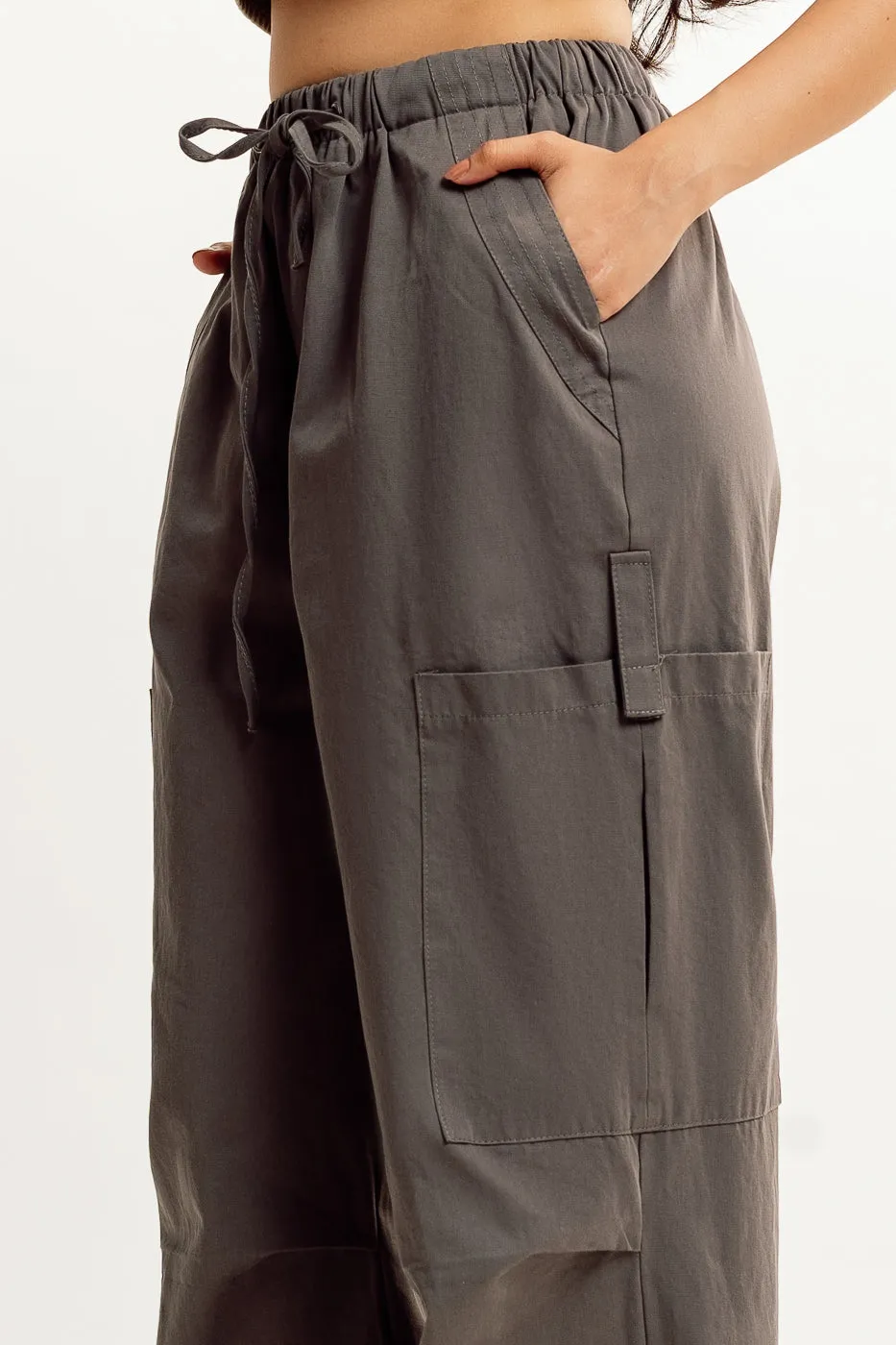 Grey Drawstring Cargo Pant