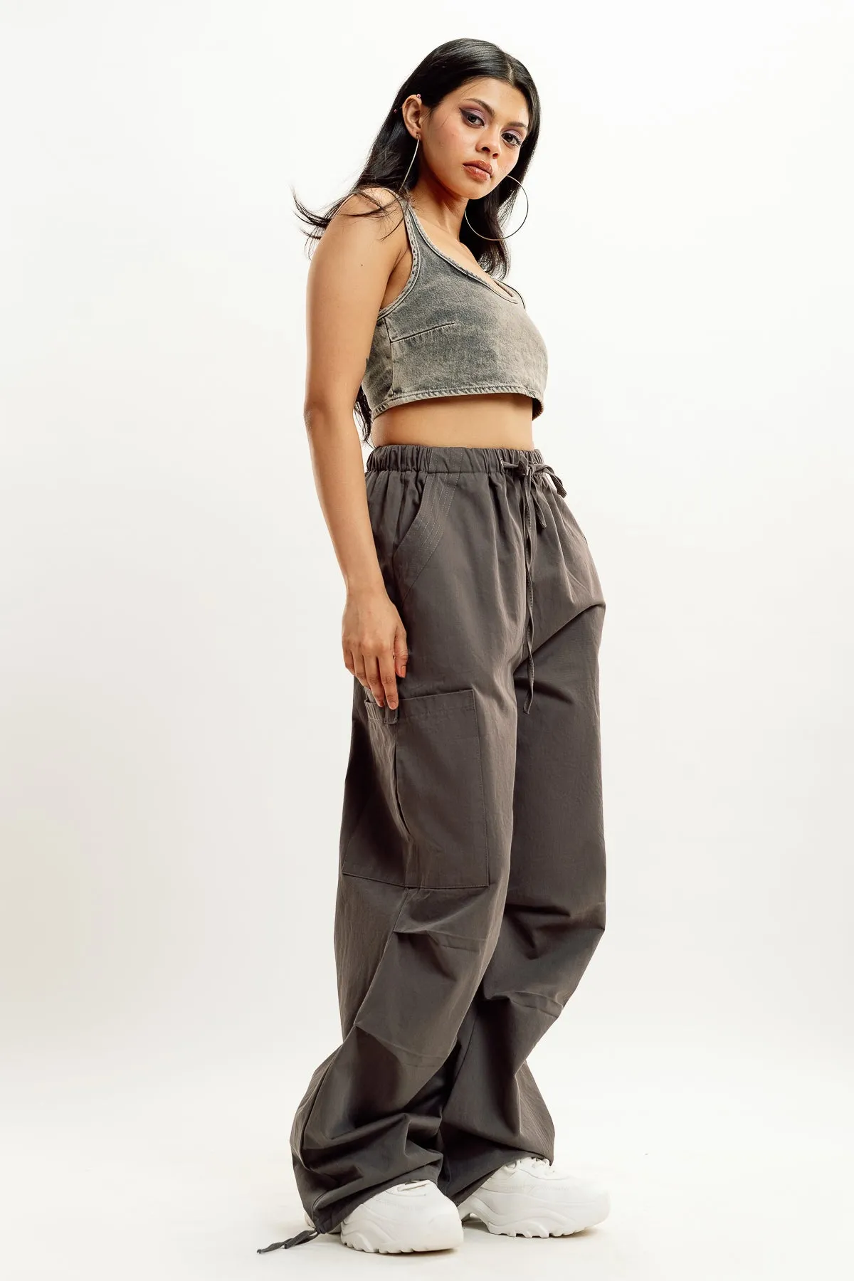 Grey Drawstring Cargo Pant