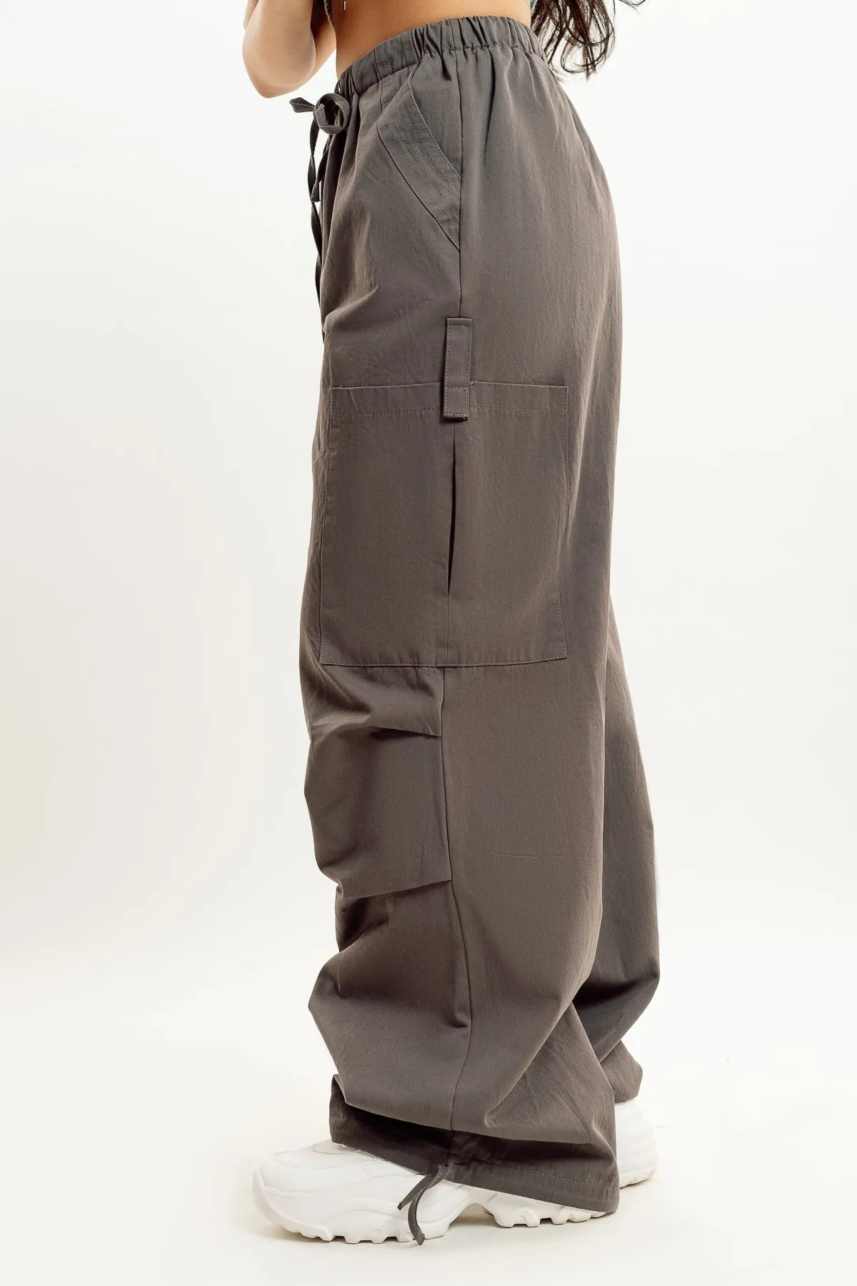 Grey Drawstring Cargo Pant