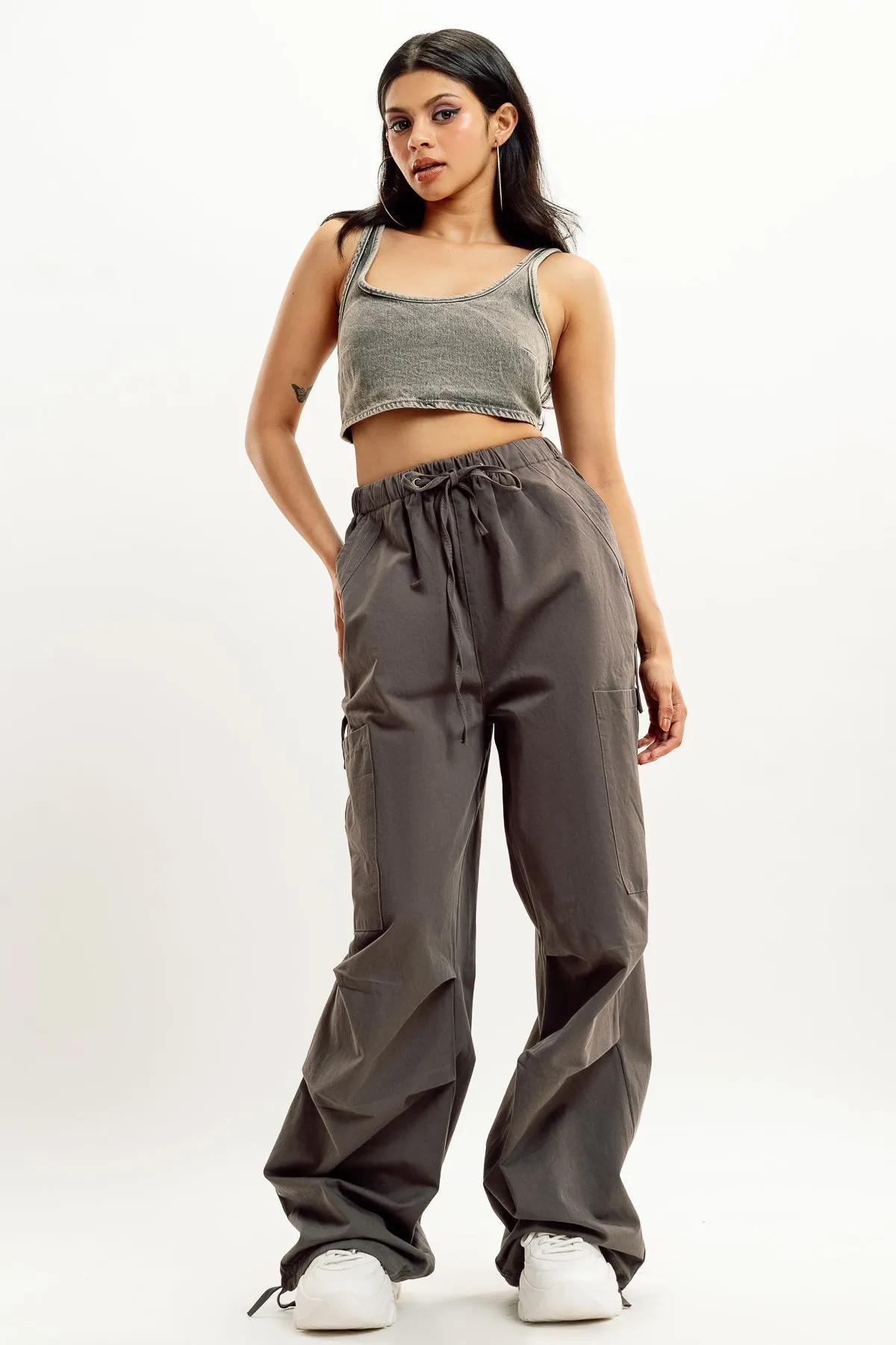 Grey Drawstring Cargo Pant