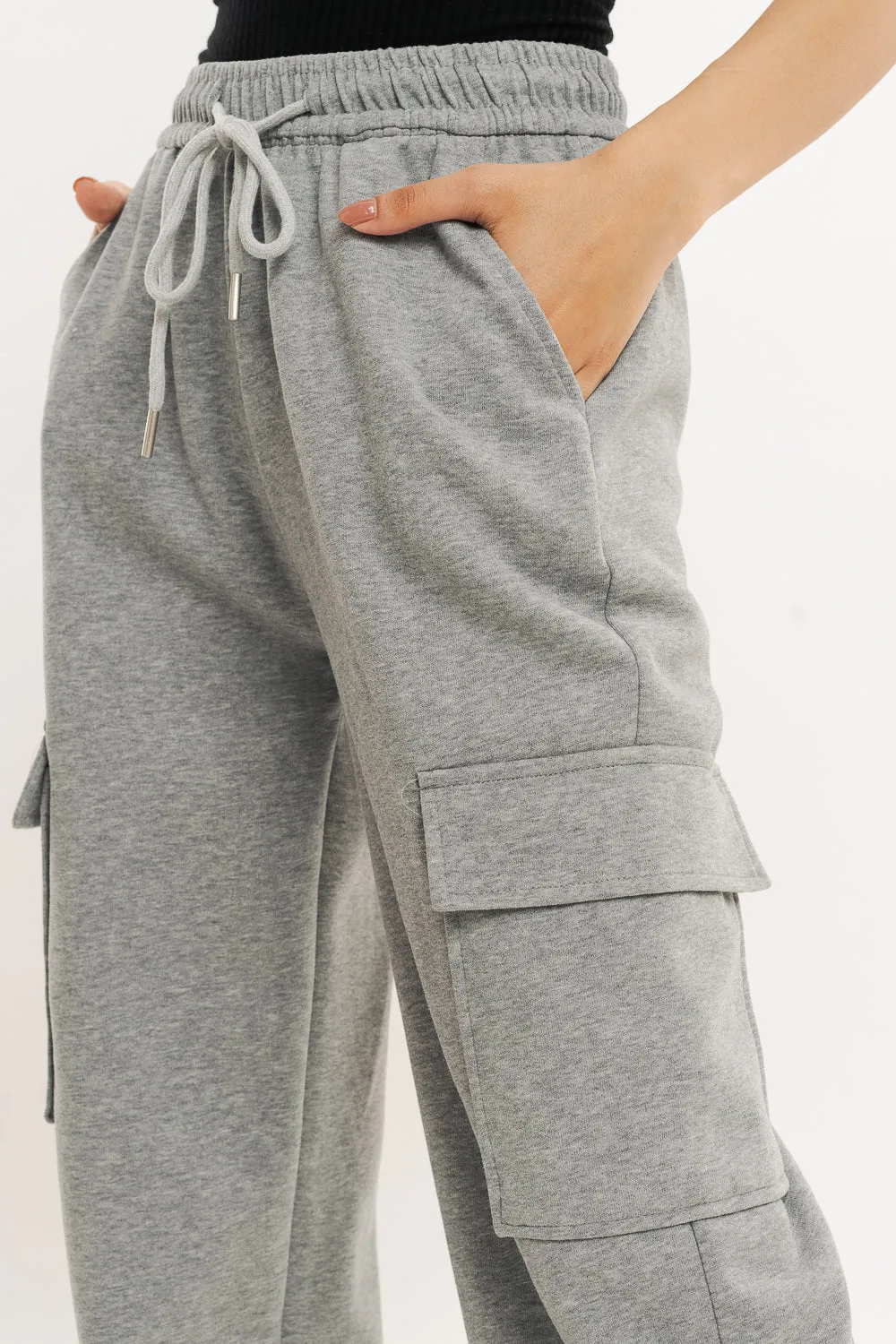 Grey Wide Leg Cargo Trouser