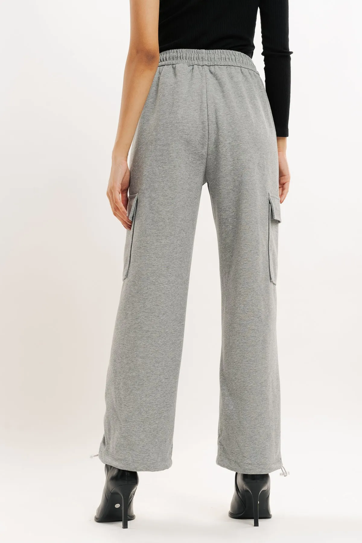 Grey Wide Leg Cargo Trouser